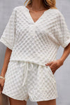 Notched Half Sleeve Top and Shorts Set